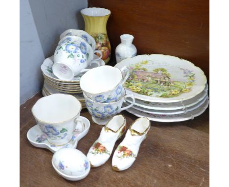 China including Royal Albert Friendship, Old Country Roses, Poole, Aynsley Orchard Gold and Royal Albert Four Seasons plates 
