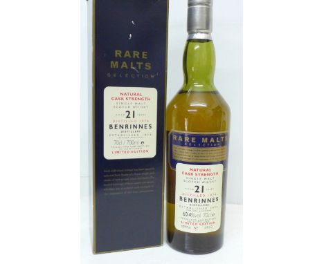 One bottle of whisky, Benrinnes, aged 21 years, Single Malt Scotch Whisky, 70cl with box 