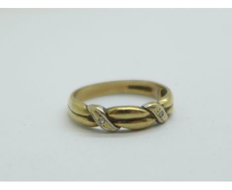 A 9ct gold and diamond ring, 2.4g, P 