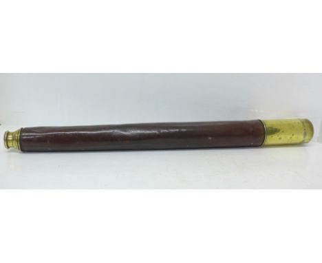 A Victorian brass leather bound single draw telescope by Whyte Thomson &amp; Co. of Glasgow, circa 1880 