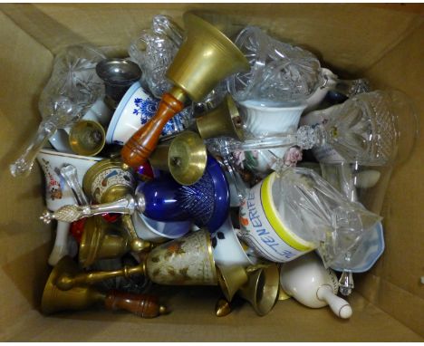 Assorted bell ornaments, ceramic, glass and metal **PLEASE NOTE THIS LOT IS NOT ELIGIBLE FOR POSTING AND PACKING** 