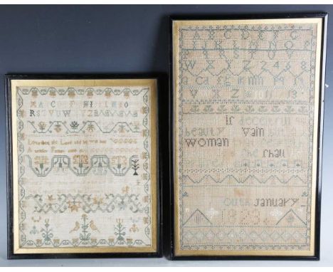 A George III needlework sampler by Maria May, indistinctly dated 1811, 30cm x 25cm, together with another early 19th century 