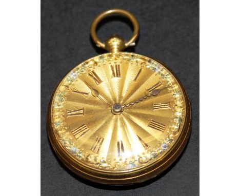 An 18 carat gold pocket watch, the fusée movement by William Haslewood, London, No'd. 8301, the engine turned dial set with R