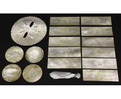 A collection of 19th Century Chinese mother of pearl gaming counters CONDITION REPORTS Overall with some light general wear a