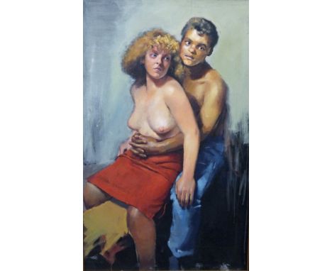ROBERT O. LENKIEWICZ (1941-2002) "No. 24 Sexual Behaviour Project 16, Lovers, Marie (Mark) & Sara, 1984", portrait study of a