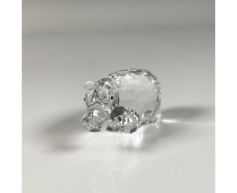 Clear crystal hippo figure with beautiful crystal cut design, part of African Wildlife theme. Swarovski swan mark. This item 