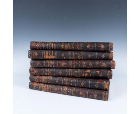 Set of six leather bound antique books of the 1898 Animate Creation Illustrated: Popular Edition of Our Living World, A Natur