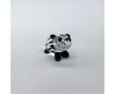 Beautiful miniature of a perfectly crafted baby panda with his paws, ears and eye in black crystal. Swarovski swan mark. This