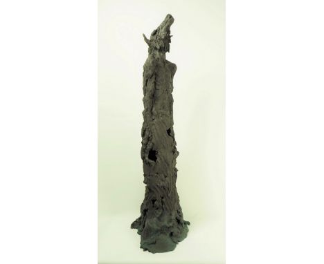 Artist: Eve Shepherd Piece: Black Wolf  Size/Height x Width x Depth (cm): 77 x 28 x 23Material: Ceramic Edition: Unique The s