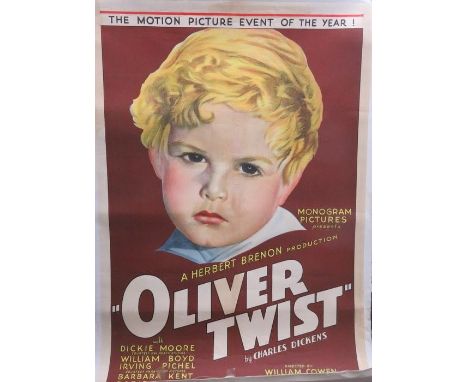 Oliver with Dickie Moore 1933 Monogram Pictures film poster, linen backed. 103cms x 69cms 