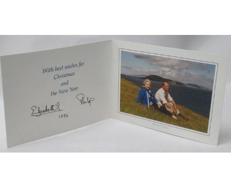 1996 Christmas Card from The Queen &amp; Prince Philip signed Elizabeth R &amp; Philip 