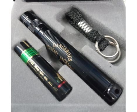 Michael Jackson Dangerous Mag-Lite with two Jackson Five Badges Moving Violation and Get It Together and magic beat cosmetic 