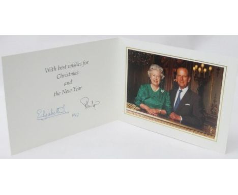 1997 Christmas Card from The Queen &amp; Prince Philip signed Elizabeth R &amp; Philip 
