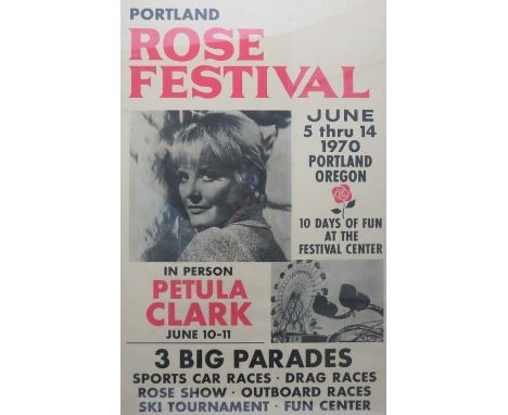 Petula Clark Portland Rose Festival June 10th &amp; 11th 1970 Concert Poster 96.5cms x 63.5cms 