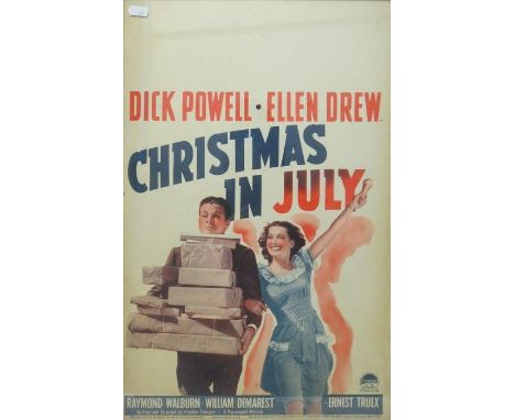 Christmas In July Movie Theatre Poster 1940, Paramount Pictures, Framed and glazed. 55cms x 35cms 