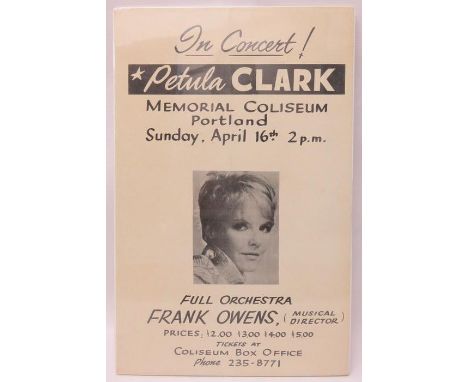 Petula Clark Memorial Coliseum Portland Sunday 16th April Concert Poster 43.5cms x 28cms 