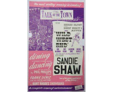 Sandi Shaw Talk of The Town Leicester Square 1967 Concert Poster. 102cms x 31.5cms 