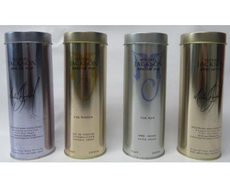 Four Michael Jackson King Of Pop perfumes by Triumph Int, with original packaging 