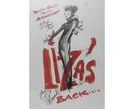 Liza?s Back Concert poster, signed ?Love Liza Minnelli, Love David Gest? 59.5cms x 42cms 