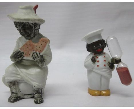 Ceramic Character Egg Timer &amp; Ceramic Figure eating a melon 