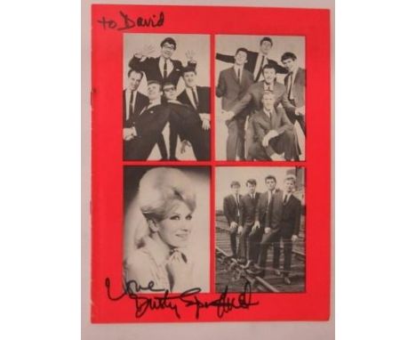 Freddie &amp; The Dreamers, Dusty Springfield Tour Programme signed To David love Dusty Springfield 