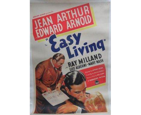 Easy Living Movie Poster 1937, Paramount Pictures, linen backed. 104cms x 69cms 