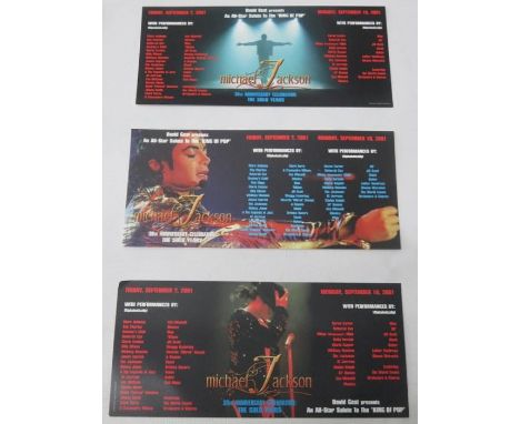 Michael Jackson 30th Anniversary unused Concert Ticket for 7th September 2001 plus three handbills and ticket to aftershow at