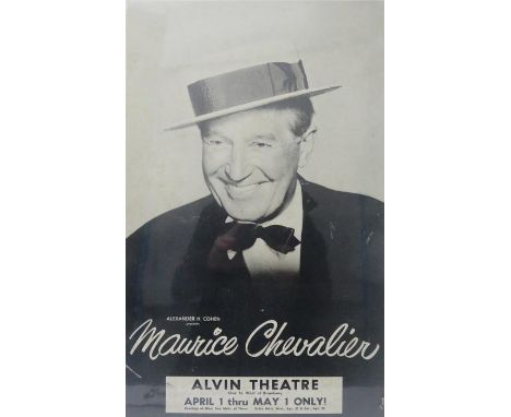 Maurice Chevalier Poster with Maurice Chevalier Straw Boater with facsimile signature to inside&nbsp;
