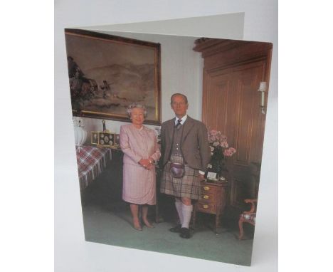 1995 Christmas Card from The Queen &amp; Prince Philip signed Elizabeth R &amp; Philip 