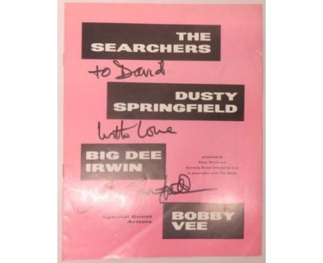 The Searchers, Dusty Springfield Tour Programme signed To David with love Dusty Springfield 