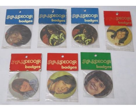 Seven badges by Pasdecor 1970?s including Michael Jackson, Donny Osmond, David Cassidy and Jimmy Osmond (7) 