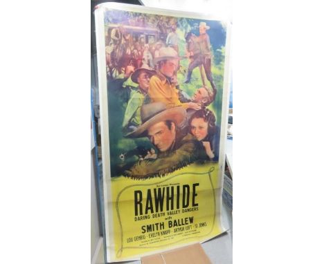Rawhide Daring Death Valley Dangers with Smith Ballew 1938 Twentieth Century Fox film poster, linen backed. 199cm x 104cm 