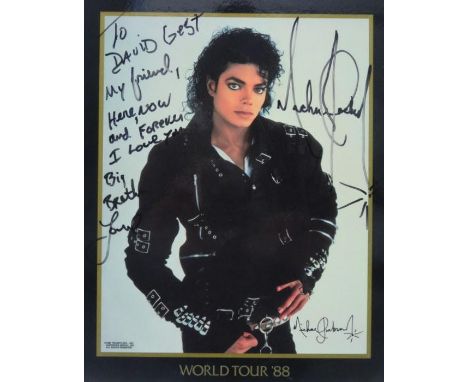 Michael Jackson World Tour 88 Photograph signed with dedication ?To David Gest my friend here, now and forever I Love You big