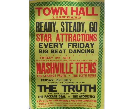 Nashville Teens linen backed Poster Liskeard item 8th July 1964 79cms x 53.5cms 