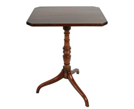 A late Georgian mahogany 'plum pudding' tripod lamp or side table, c.1820, the canted rectangular top raised on decorative tu