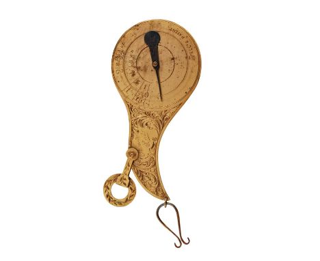 A set of late 19th Century gilt brass 'tear drop' Hall's Patent letter scales, by Parnell London c.1890, in leather covered c