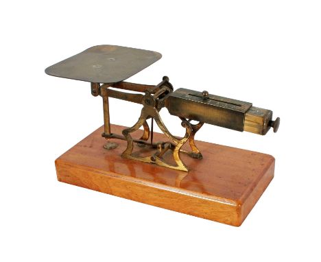 A set of Victorian postal scales, 'S. Turner's Patent', with unusual counterbalance weight and scale in ounces from 1/3 to 12