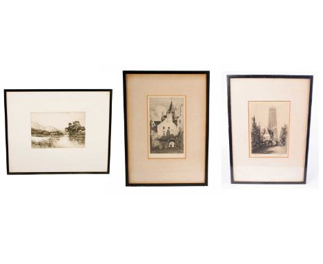 Jackson Henry Simpson (1893 - 1963) "Silver Strand Loch Katrine", etching (1930's), signed and inscribed in pencil, with arti