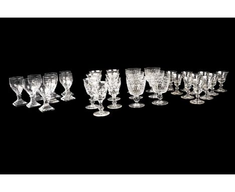 A selection of glassware, comprising: a set of six mid-20th Century Stuart wine glasses, 10.5cms high; a set of seven early 2