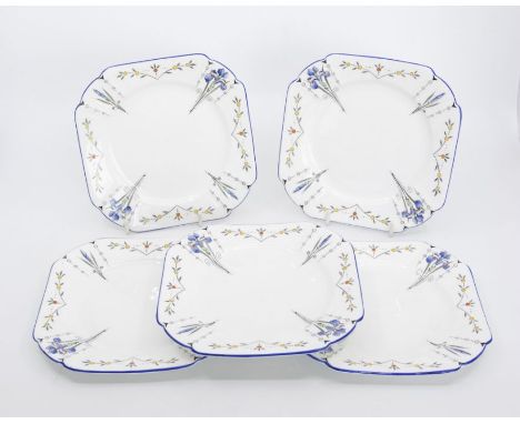 Shelley interest; a quantity of Shelley china in the Iris pattern, on Queen Anne cups, saucers and tea plates, forming three 