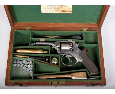 A Tranter 120 bore percussion revolver c.1855 retailed by Henry Egg of London and being serial no.20821T, in a fitted mahogan