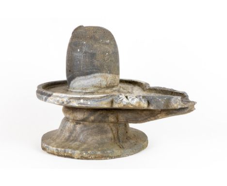 antique Indian Rajasthan "Shivalinga" - sculpture in grey marble A Lingam is an abstract or aniconic representation of the Hi