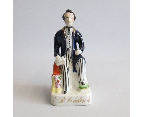 A Staffordshire Alpha Factory figure of Cobden sitting down.Pugh B figure 6Circa: 1847Size: 16cm HCondition: In good conditio