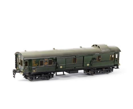 MÄRKLIN 0 gauge bogie Baggage car, circa 1936Car 19440 finished in green livery with hinged end doors and sliding 'A' and 'B'