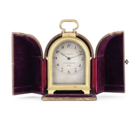 A good early 20th century petite sonnerie striking and repeating 'Bourne' style carriage clock with alarmL. Leroy &amp; Cie, 