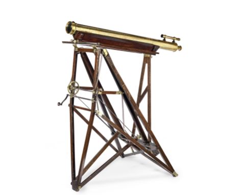 A Secretan 3 3/4 Inch Brass Refracting Telescope on stand, French, Mid 19th Century,signed on the eyepiece,  the tube with st