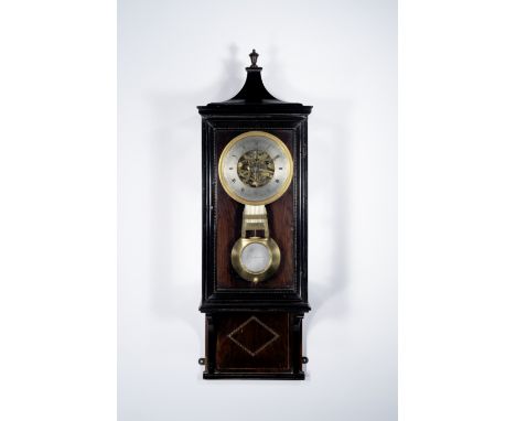 A rare second quarter of the 19th century rosewood veneered and ebonised wall-mounted regulator with pivoted detent escapemen