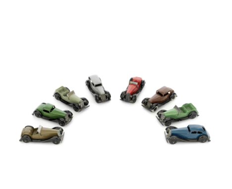 DINKY 36 Series carsGrey 36a Armstrong-Siddeley, green 36b Bentley, dark brown 36c Humber Vogue, dark blue 36d Rover, brown 3