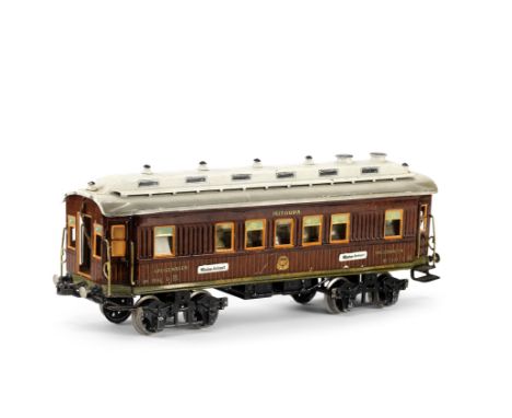 MÄRKLIN gauge I Bogie 'Mitropa' Dining Car, 1919-1925Cat. ref.1932, painted in teak and with orange lining, steps to hinged d