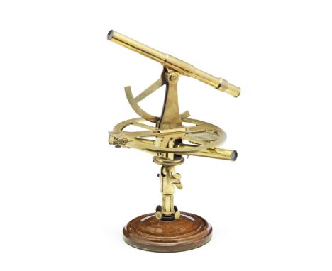 A Jean-Francois Richer Brass Theodolite, French, Early 19th Century,signed Richer A. Paris, telescope raised on a bracket of 